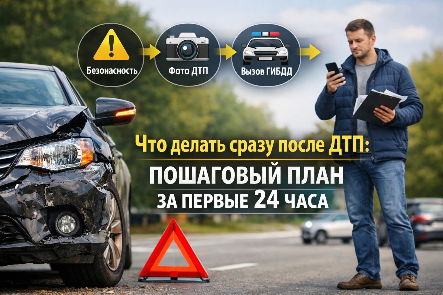Что делать сразу после ДТП: пошаговый план действий за первые 24 часа